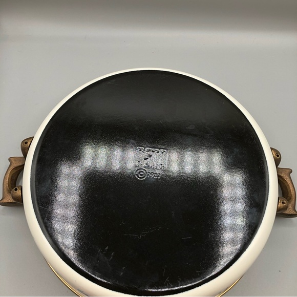 10.5” Asta Enamelware Dutch Oven Floral Enamel on Cast Iron w/ Brass Germany - Picture 6 of 6